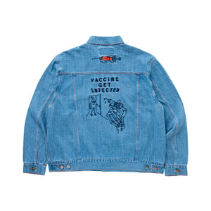 VACCINE GET INJECTED DENIM JACKET