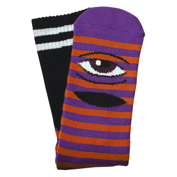 TM SECT EYE STRIPE SOCKS  - PURPLE/ ORANGE